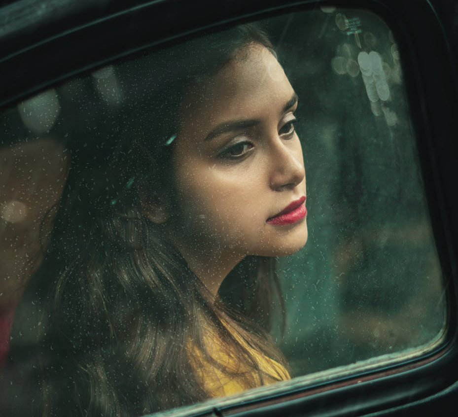 woman inside the car