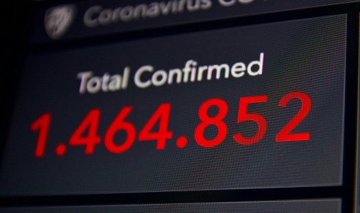 data on confirmed cases on a screen